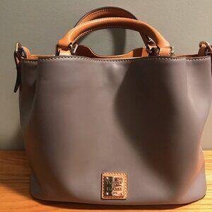 Dooney & Bourke Smooth Leather Small Brenna Satchel Handbag Taupe